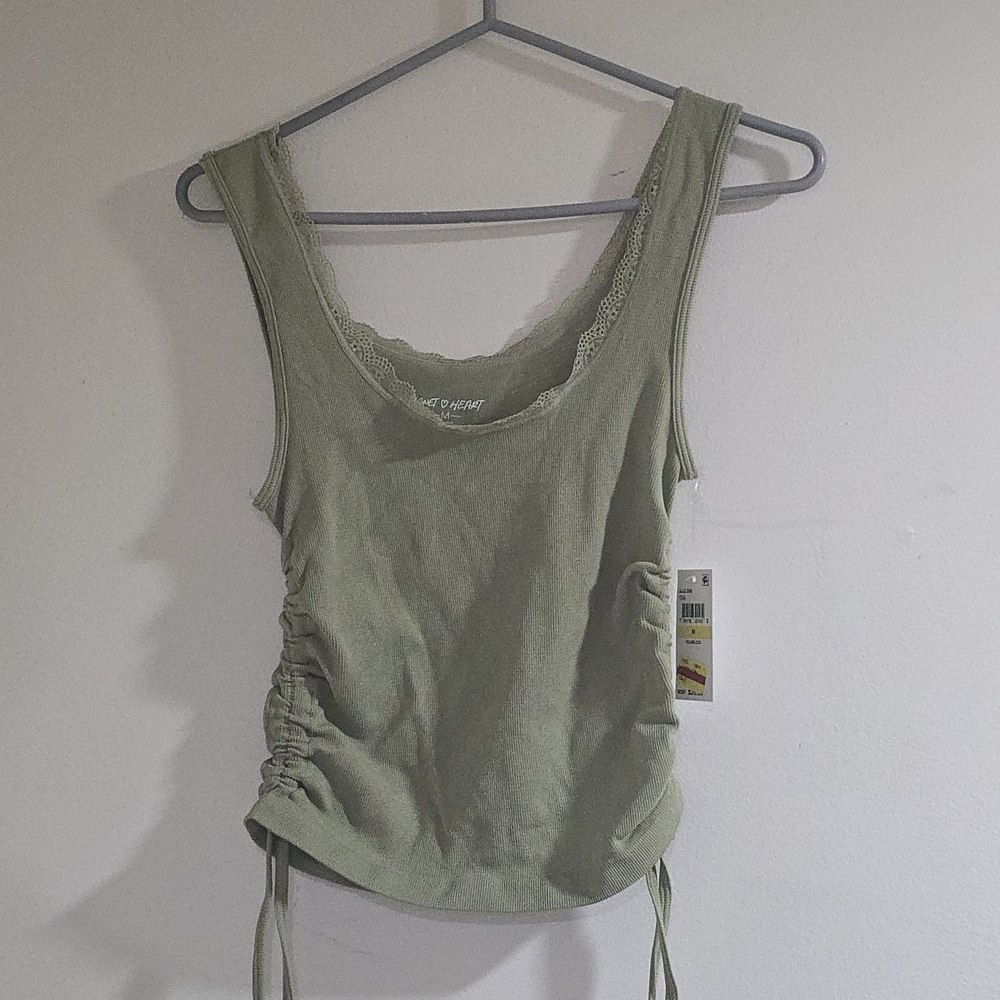 Women's Olive Green Sleeveless Top